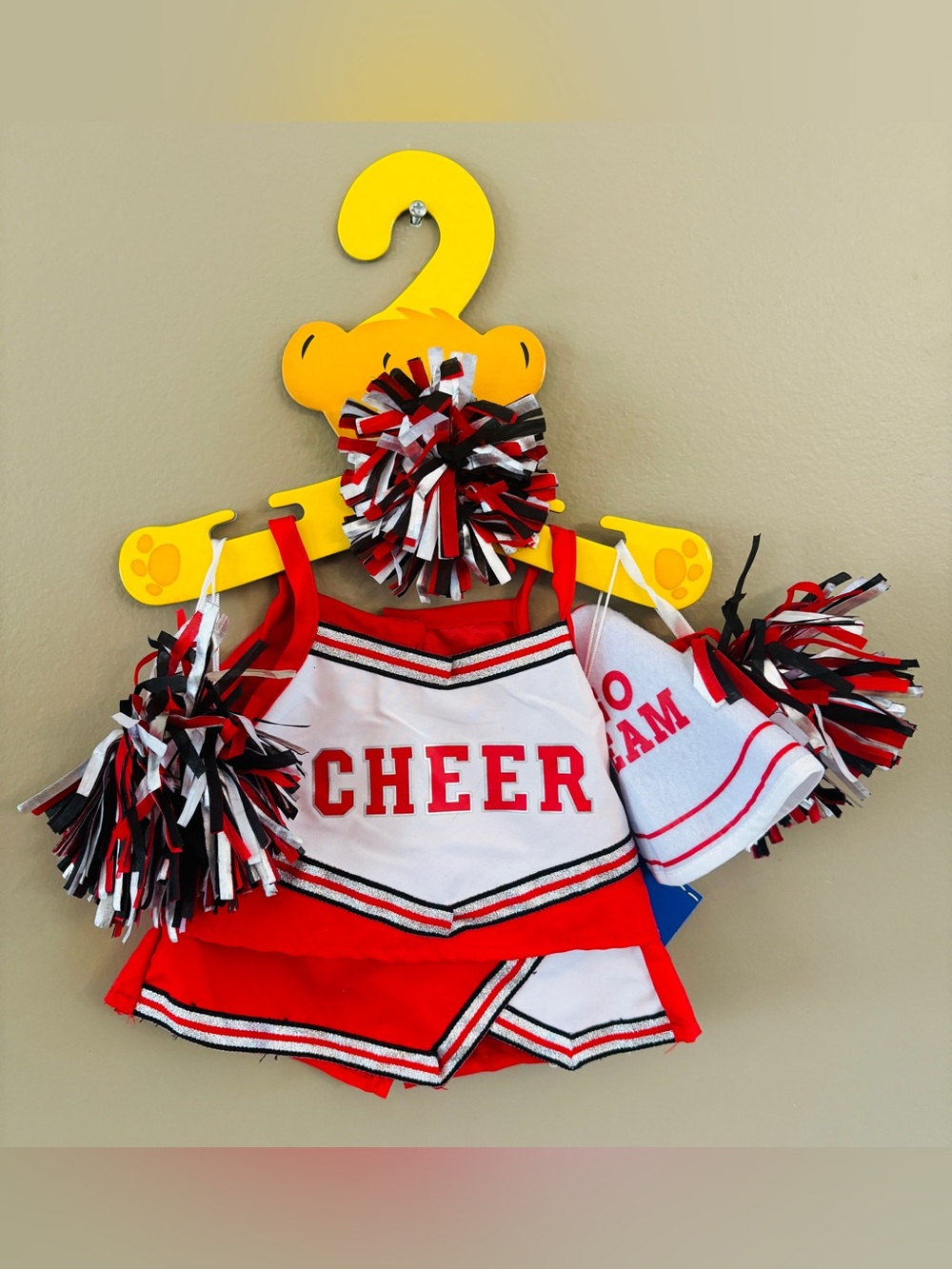 NWT 2011 Build-A-Bear Workshop Cheerleader Outfit Pom Poms Megaphone